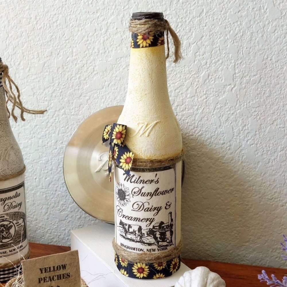 Sunflower Vase Farmhouse Sunflower Decor Decorative Bottle Vase